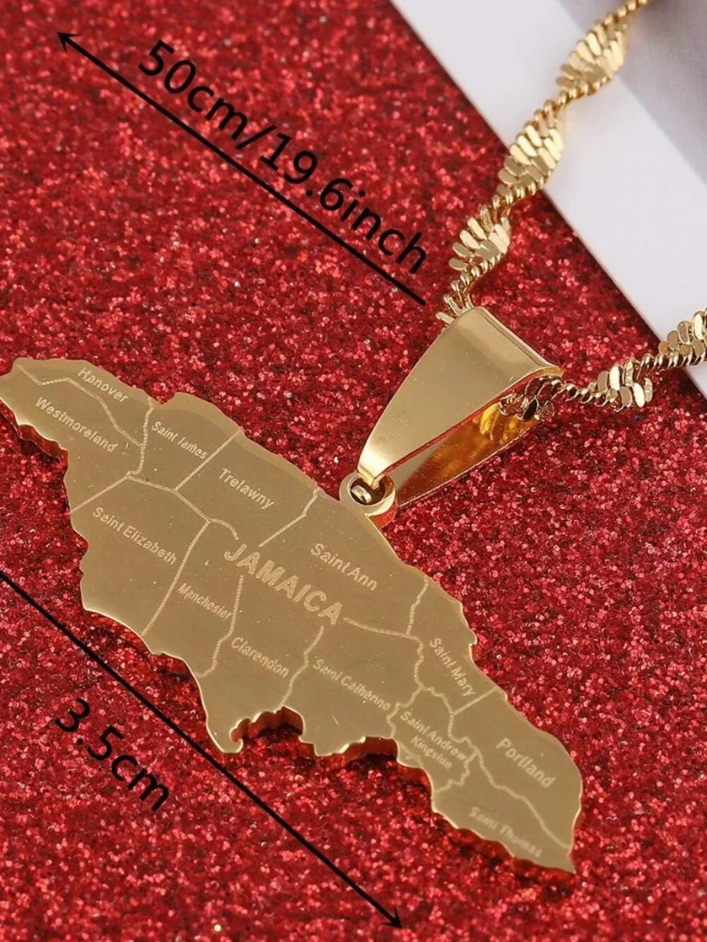 BR Gold Jewelry Stainless Steel Map of Jamaica With City Pendant Necklaces for W_2